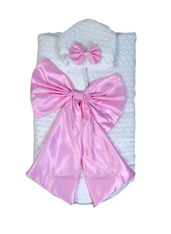 Baby Blanket Swaddle Sleeping Bag With A Bow & Cap for Newborn Easy to Carry - Image 2