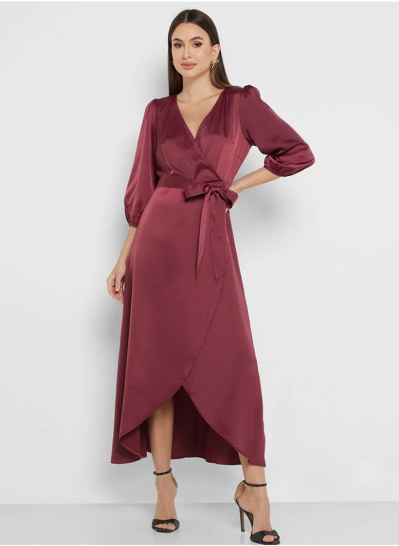YAS Satin Wrap Dress