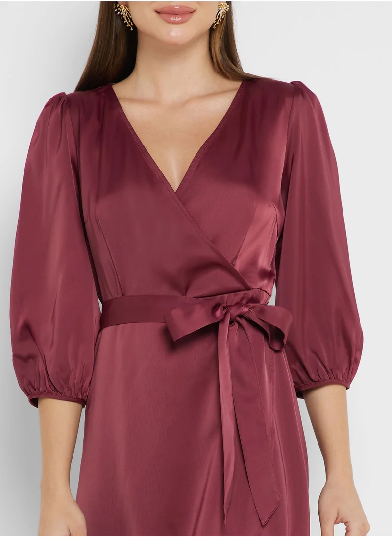 YAS Satin Wrap Dress