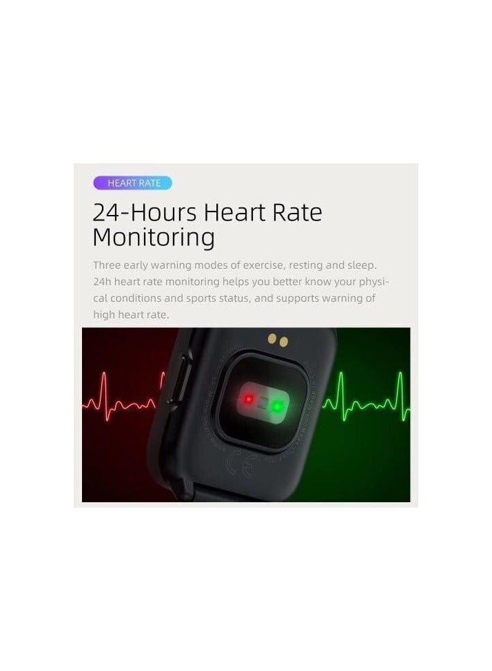 ميبرو ساعة سمارت C2 بشاشة تعمل باللمس HD من ميبرو مراقبة ضربات القلب والنوم 24 ومستشعر قياس نسبة الاكسجين و20 وضع رياضي للياقة البدنية ومقاومة للماء 2 بمقياس ضغط جوي وبطارية تدوم 7 ايام اسود - Image 4