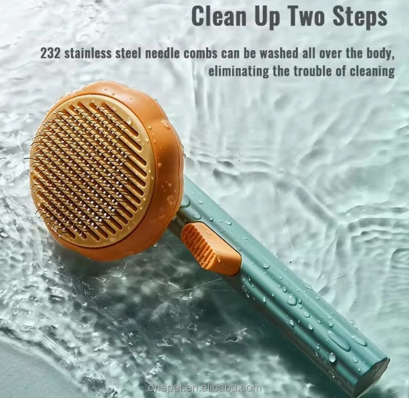 Y&D Stainless Steel Long Pink Slicker Brush & Self-Cleaning Comb Pet Grooming Kit for Cats & Dogs - Brushes for Detangling, Shedding - Image 3