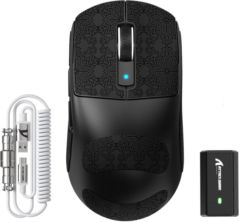 Eweadn Fade proof ATTACK SHARK R6 LIGHTSPEED Wireless Gaming Mouse, 39G Ultralight Design, HyperSpeed with 8K Hz, PAW3950 Sensor, Nordic52840, 42K DPI for E-sports Game, Tri-Mode Programmable Mice - BlackPro Neat shape - Image 1