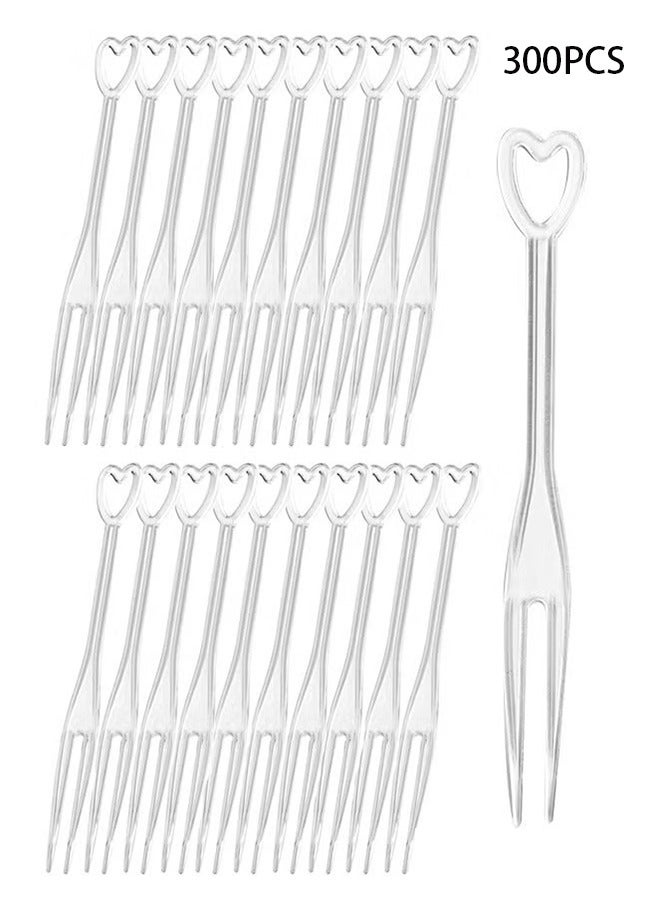300 Pieces Disposable Plastic Fruit Forks for Family Party Birthday Party Wedding Dessert Cake Forks  - Image 1