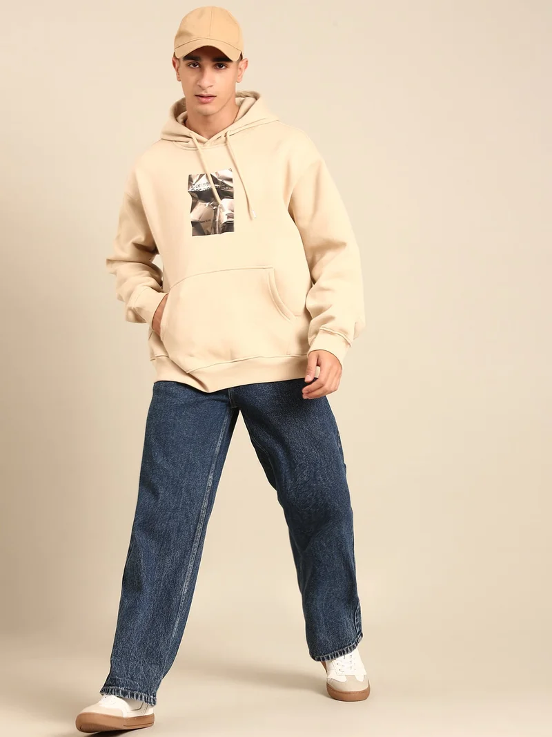 Joven Beige Men Printed Full Sleeve Hooded Neck Sweatshirt for Men | Best Price UAE