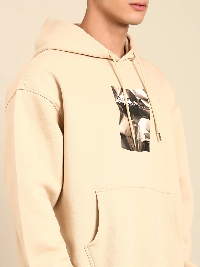 Joven Beige Men Printed Full Sleeve Hooded Neck Sweatshirt for Men | Best Price UAE