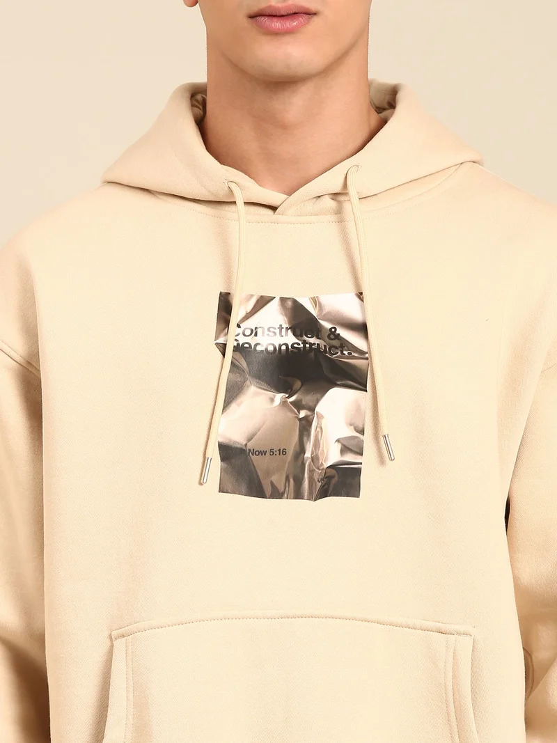 Joven Beige Men Printed Full Sleeve Hooded Neck Sweatshirt for Men | Best Price UAE