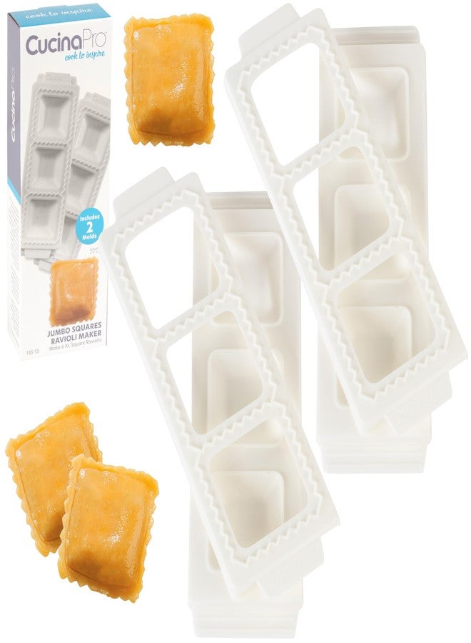 CucinaPro Jumbo Squares 2" Ravioli Molds (2 Pack)- Homemade Filled Pasta Maker- 2 Piece Tray & Press makes 3 Raviolis or Pastry at a Time, Easy to Use & Clean- Italian Dinner Party Gift- Date Night Cooking - Image 1