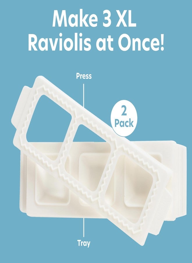 CucinaPro Jumbo Squares 2" Ravioli Molds (2 Pack)- Homemade Filled Pasta Maker- 2 Piece Tray & Press makes 3 Raviolis or Pastry at a Time, Easy to Use & Clean- Italian Dinner Party Gift- Date Night Cooking - Image 2