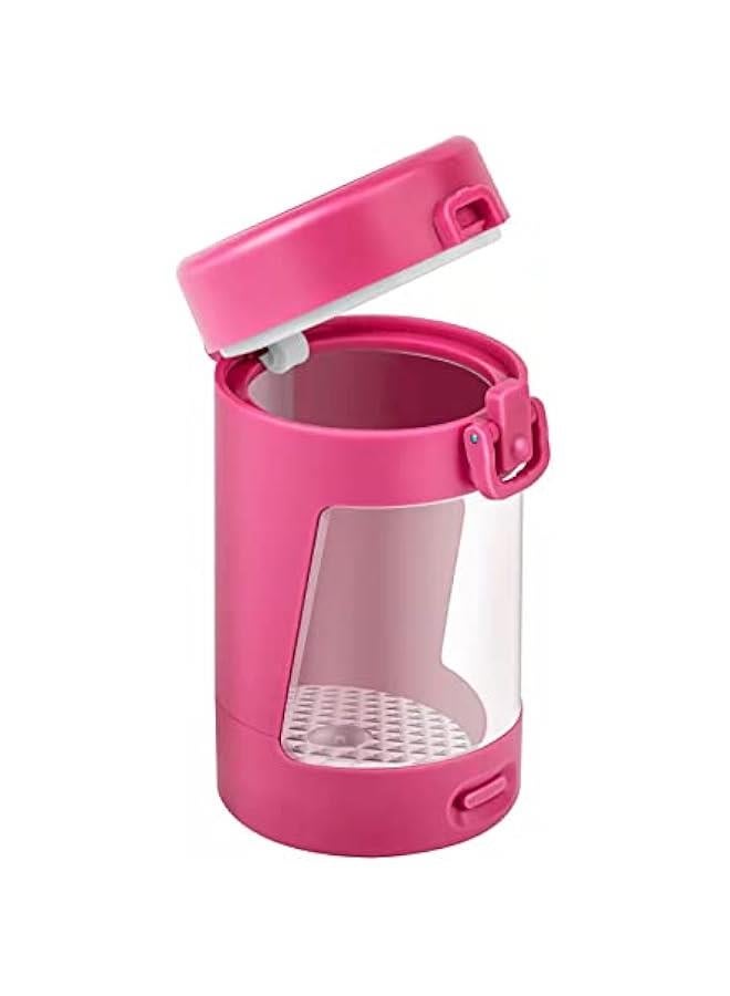 Mini Magnifying Viewing Jar with LED Light Airtight Transparent Light-Up Glass Storage Stash Jar With Mag Lid Smell Proof (Pink)  - Image 1