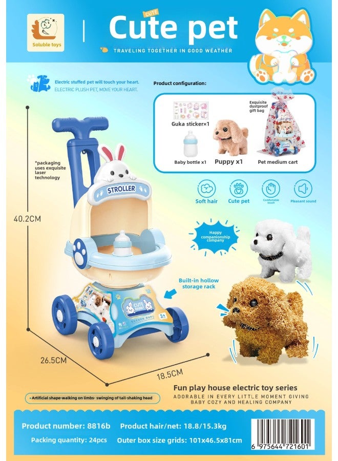 Fang Deer Children's Electric Plush Pet White Rabbit Puppy Kitten Cute Pet Transparent Shoulder Bag Simulation Shape-Color:8816B Rabbit Bottle Cart (puppy)  - Image 1