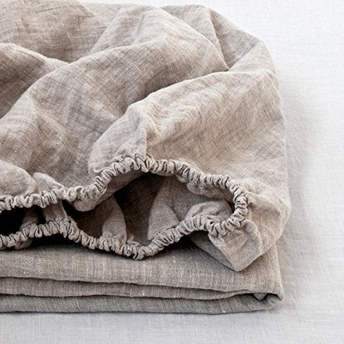 SimpleOpulence 100 Linen Fitted Sheet Twin1 Piece 14 Inch Deep Pocket Mattress Cover Natural French Flax Stone Washed Farmhouse Soft Breathable Bottom SheetsLinen