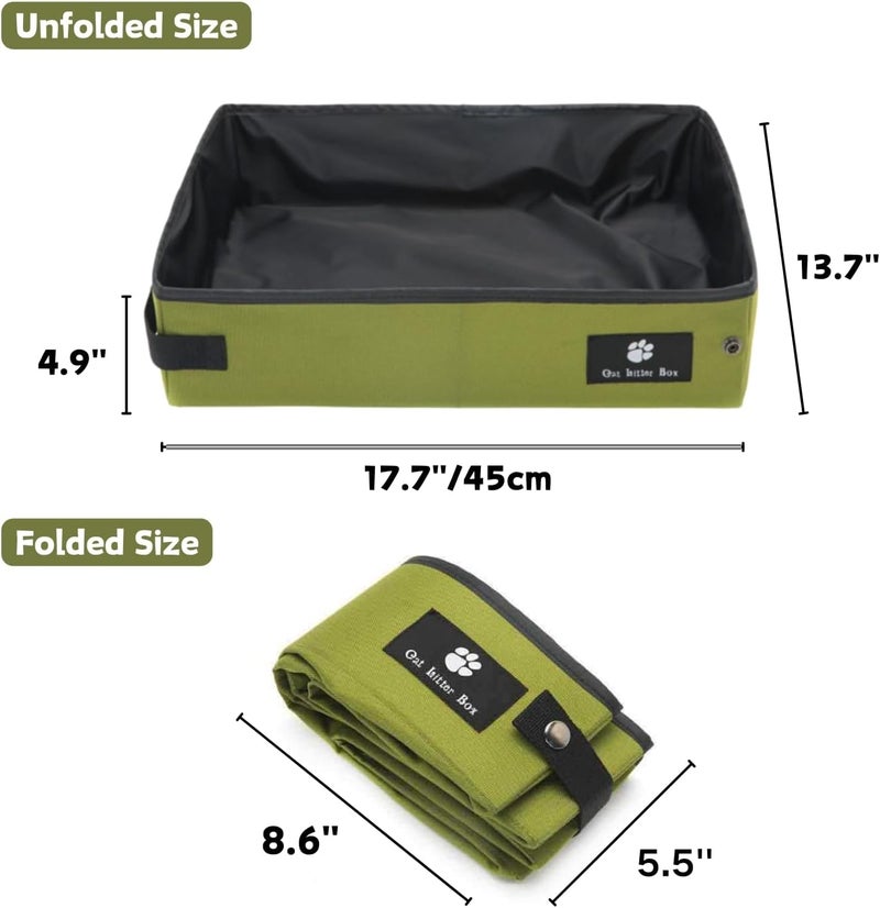 SEZDEKI Portable Foldable Cat Litter Box - Waterproof, Leak-Proof for Outdoor Camping, Hotel Stays, Road Trips - Travel Essentials for Cats & Kittens (Green, Large) - Image 2