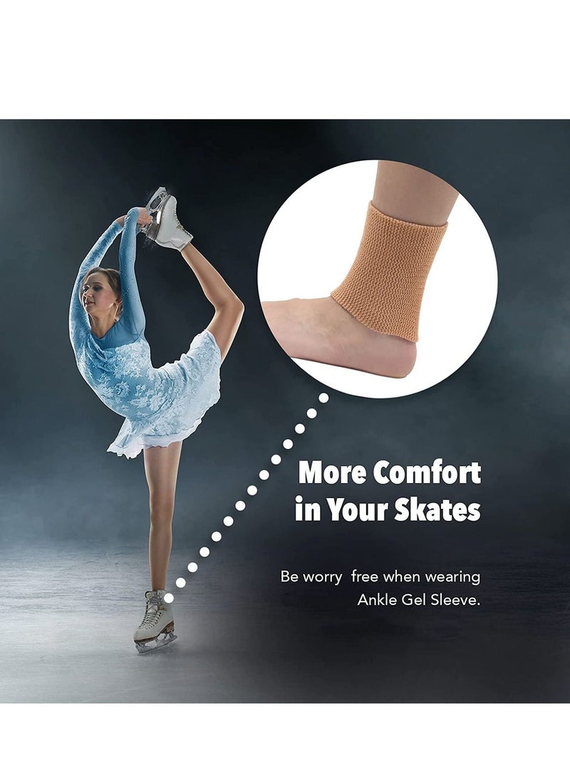 SYOSI - Ankle Gel Sleeves - Padded Skate Socks Ankle Protection Figure Skating, Hockey, Roller, Inline, Riding, Ski or Equestrian Tall Boots Tan, 2 Ankle Gel Sleeves - Image 1