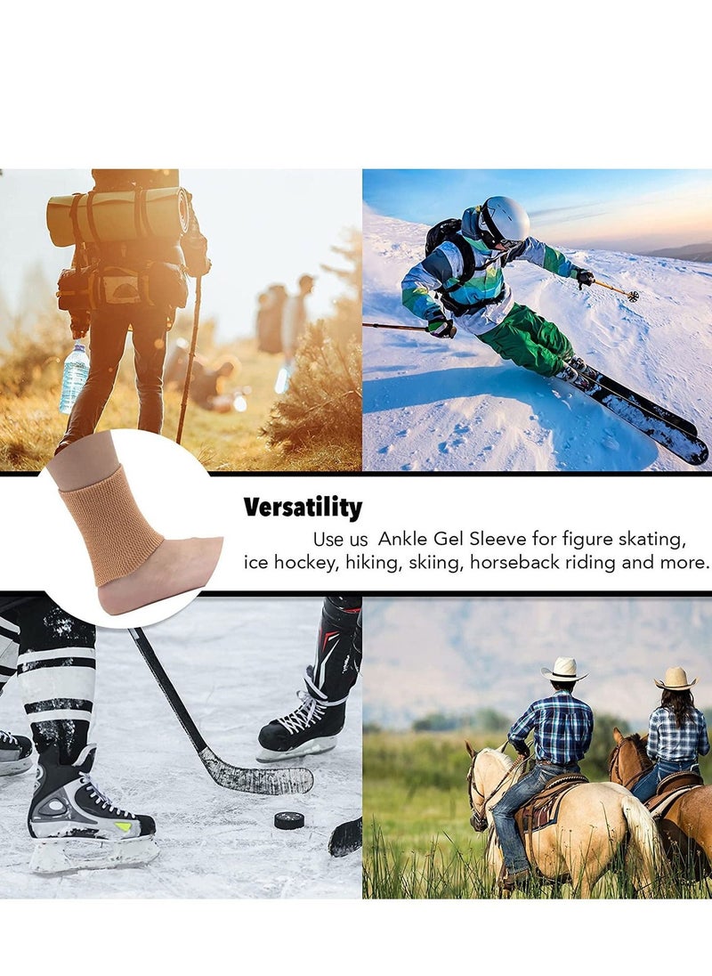 SYOSI - Ankle Gel Sleeves - Padded Skate Socks Ankle Protection Figure Skating, Hockey, Roller, Inline, Riding, Ski or Equestrian Tall Boots Tan, 2 Ankle Gel Sleeves - Image 1