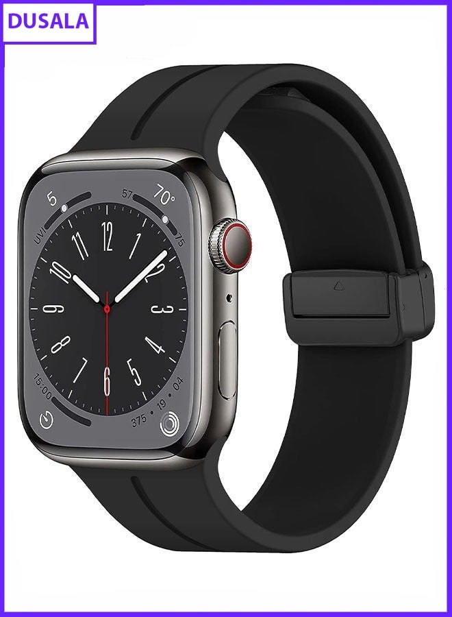 DUSALA Magnetic Silicone Watch Band 42mm/44mm Quick Release Strap for Men & Women Soft Skin Friendly Sport Replacement Band for Smartwatch & Analog Watches Durable, Waterproof, Magnetic Folding Clasp for All-Day Comfort - Image 1