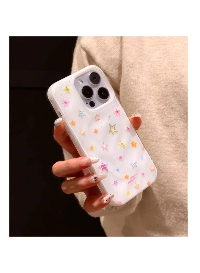 NIBEMINENT Colorful Stars Protective TPU Case Cover For iPhone 15 Pro, White - Image 2