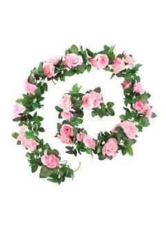 KASTWAVE Artificial Rose Garland, 2 Pack 15 FT Pink Fake Rose Vine Hanging Flowers Plants Faux Flower for Wedding Home Garden Office Hotel Party Craft Art Decoration  - Image 1