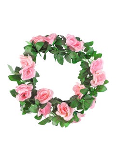 KASTWAVE Artificial Rose Garland, 2 Pack 15 FT Pink Fake Rose Vine Hanging Flowers Plants Faux Flower for Wedding Home Garden Office Hotel Party Craft Art Decoration  - Image 2
