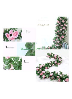 KASTWAVE Artificial Rose Garland, 2 Pack 15 FT Pink Fake Rose Vine Hanging Flowers Plants Faux Flower for Wedding Home Garden Office Hotel Party Craft Art Decoration  - Image 5