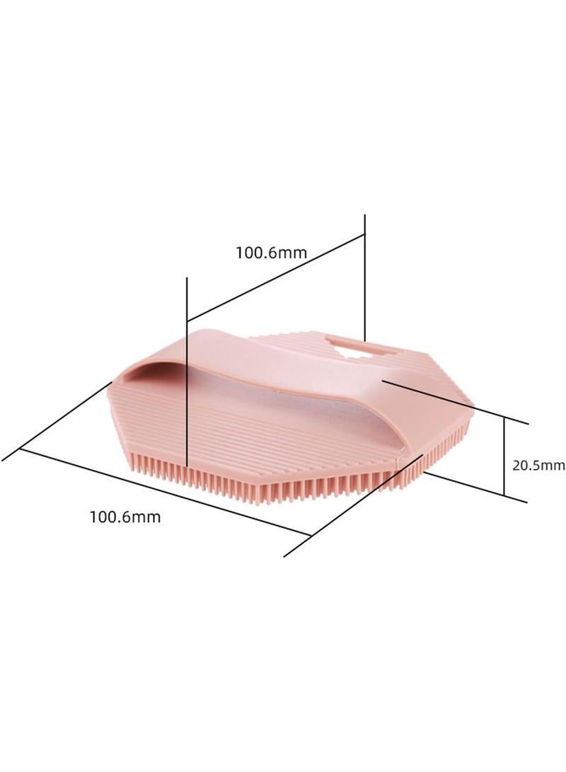 Silicone Body Scrubber Set, 4 Pack, Dual-Sided Exfoliating Loofah with Handle, Pink, Grey, Black - Image 2