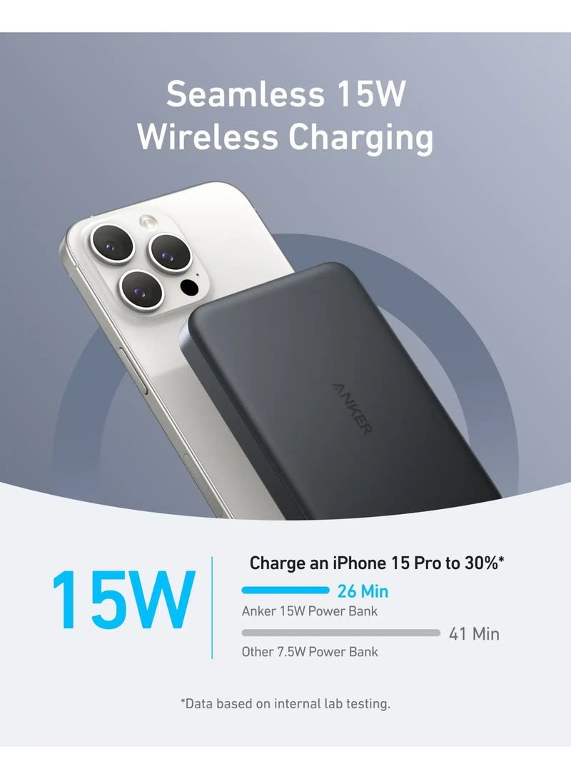 Anker A1664P11 MagGo Power Bank Ultra-Slim 10000mAh Qi2 – Black - Image 3