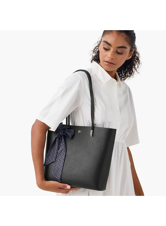 فلورا بيلا من شو إكسبرس Women Solid Tote Bag with Monogram Scarf Accent and Pouch