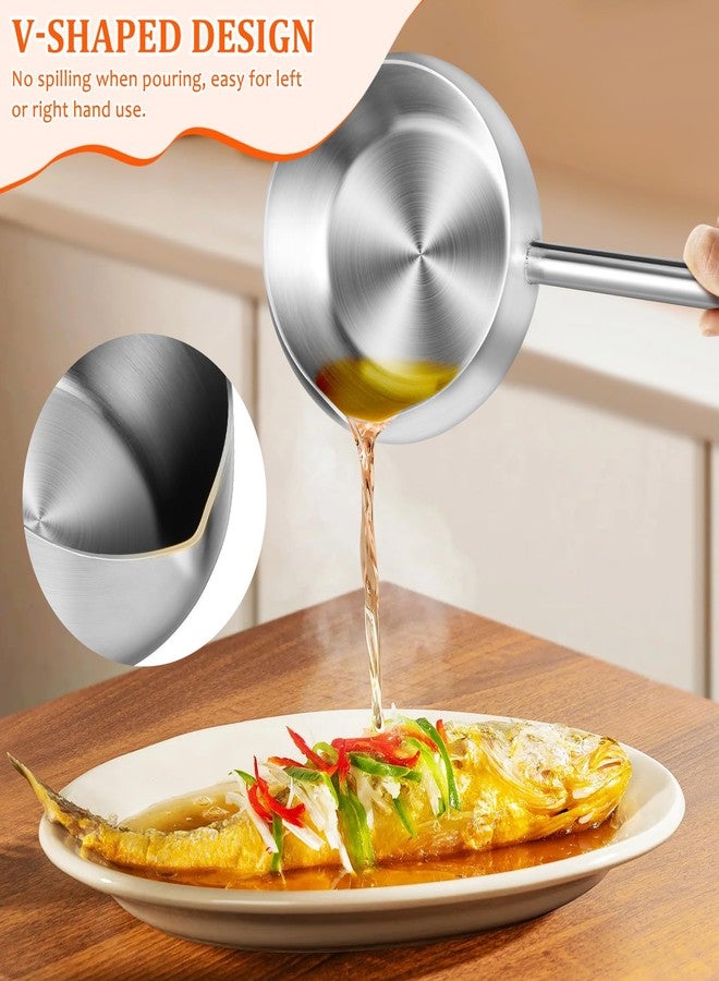 Sewroro Stainless Steel Ladle Long Handle Soup Ladle Oil Dipping Spoon for Cooking Kitchen Use (silver) - Image 3