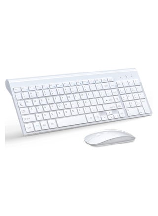 Wireless Keyboard and Mouse Ultra Slim Combo, 2.4G Silent Compact USB Mouse and Scissor Switch Keyboard Set with Cover, 2 AA and 2 AAA Batteries, for PC/Laptop/Windows/Mac - White - pzsku/Z3AE8E80803A72CB9C591Z/45/_/1715328745/716d203e-a146-41ca-822a-c7f6f2fcceee