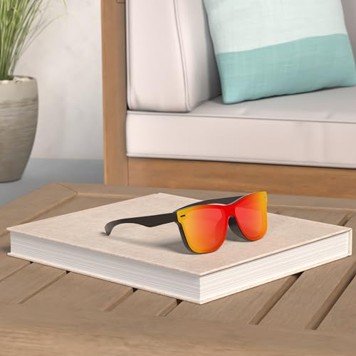 FEISEDY Trendy Rimless Mirrored One Piece Lens Sunglasses Reflective Sun Glasses B4114 Red Mirror 62 - Image 3