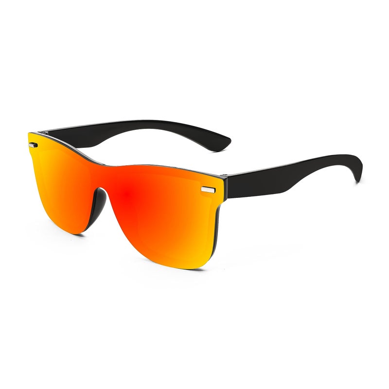 FEISEDY Trendy Rimless Mirrored One Piece Lens Sunglasses Reflective Sun Glasses B4114 Red Mirror 62 - Image 2