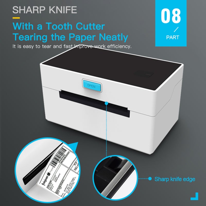 Desktop Thermal Label Printer for 4x6 Shipping Package Label Maker 160mm/s High Speed USB&BT Connection Thermal Sticker Printer Max.110mm Paper Width Compatible with UPS Ebay Shopify FedEx - Image 2