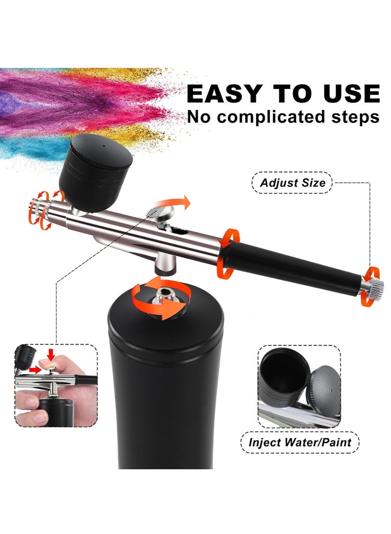 Nail Art Airbrush Pen Set, Wireless Airbrush Set with Air Compressor, Portable Handheld Cordless Mini Rechargeable Air Brush for Makeup, Cake Decoration, Nail Art, Tattoos, and Face Painting (Black) - Image 4