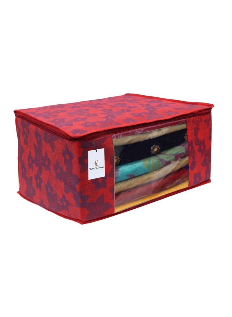 Kuber Industries Saree Covers With Zip Saree Covers For Storage Saree Packing Covers Pack Of 6 Red  - Image 4