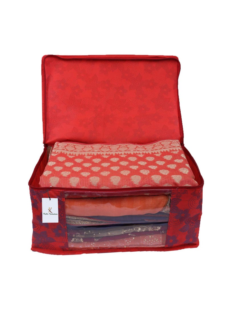 Kuber Industries Saree Covers With Zip Saree Covers For Storage Saree Packing Covers Pack Of 6 Red  - Image 3
