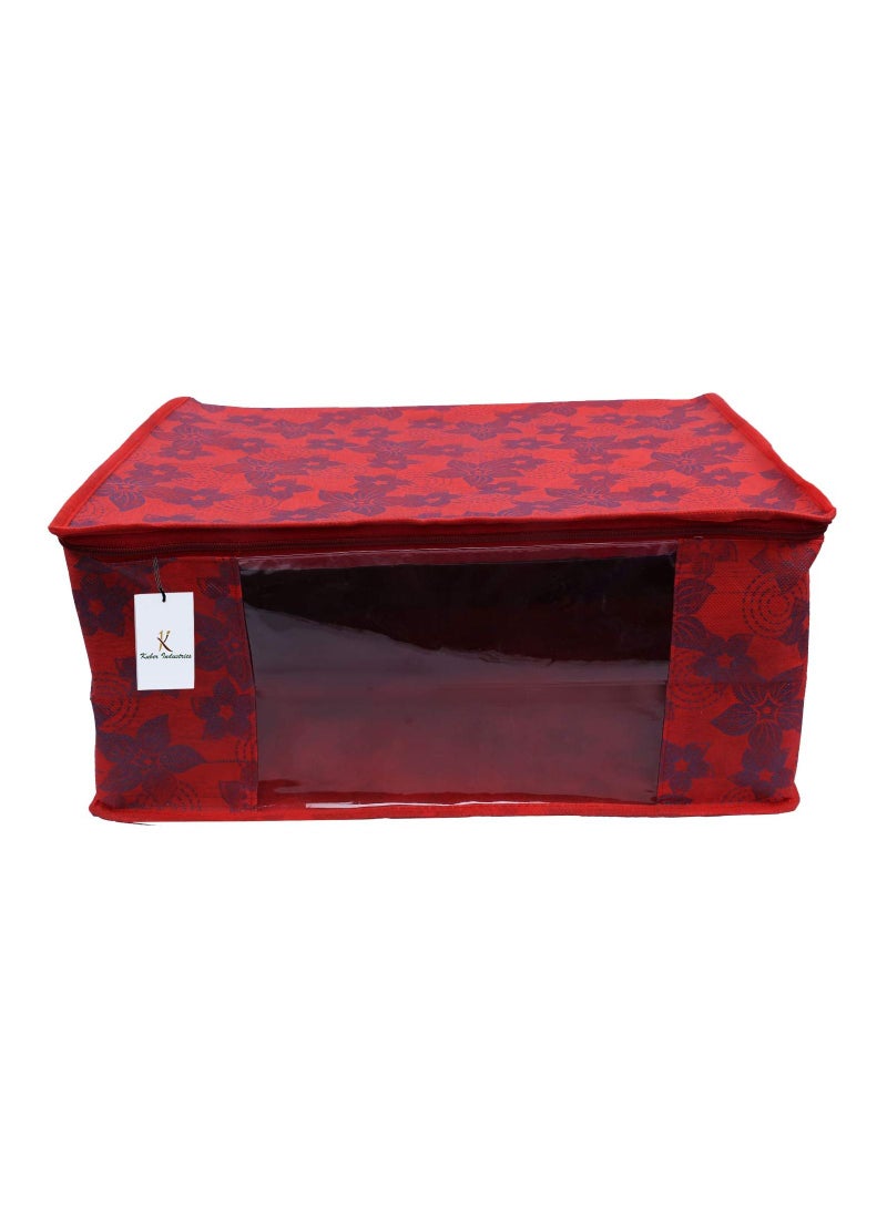 Kuber Industries Saree Covers With Zip Saree Covers For Storage Saree Packing Covers Pack Of 6 Red  - Image 2