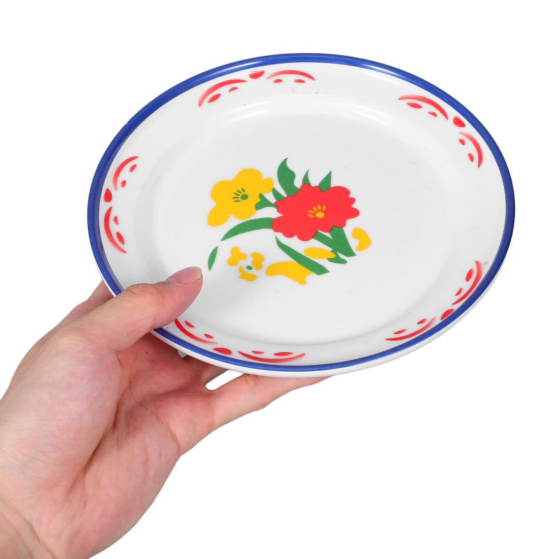 Unbreakable Melamine Appetizer Plates Set Floral Design Stackable Orange Red Serving Platters - Image 5