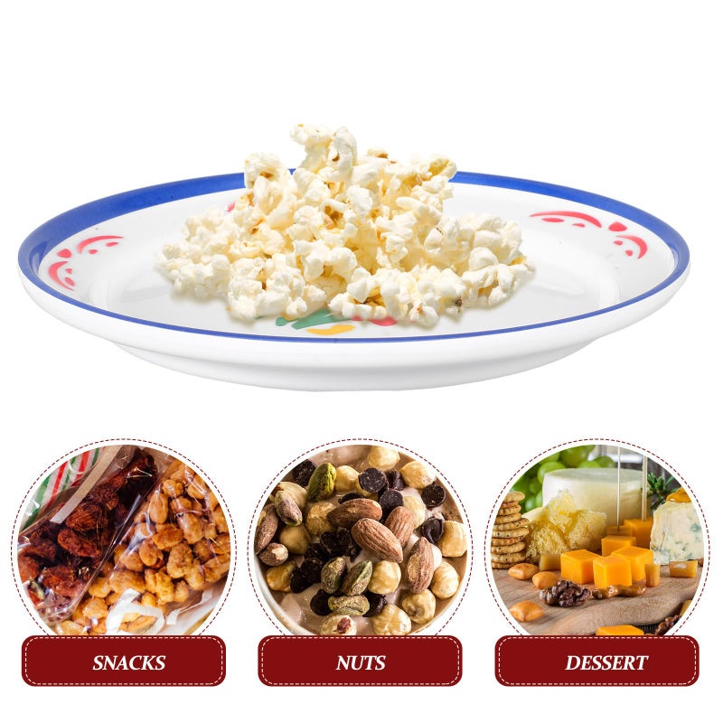 Unbreakable Melamine Appetizer Plates Set Floral Design Stackable Orange Red Serving Platters - Image 4
