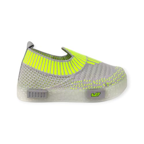 Coolz Kids Unisex Casual Knitted Shoes with Multicolored LED Lights Blink-7 for 1-4 Years Boys and Girls (Grey-Green, UK Footwear Size System, Little Kid, Age Range, Medium, 3.5 Years, 4 Years) - Image 2