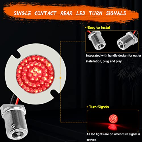 MotoParAcc DTR2017 1157 Front 1156 Rear LED Turn Signals, 3 1/4 Inch Flat Switchback Motorcycle Running Light, Red Taillights with Smoked Lens Cover for Harley Road King, Road Glide, Electra Glide - Image 3