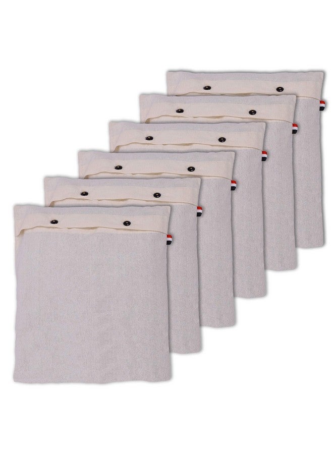 Solstice أغطية/حقائب ساري قطنية من سولستيس لحفظ الملابس مجموعة من 16 × 14 (بوصة) لأغطية الملابس، حقيبة تخزين، للسفر، مجموعة من منظم خزانة (6)، أبيض - Image 1