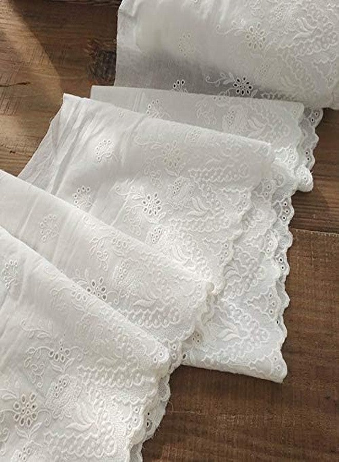IRIZ شريط دانتيل مطرز من إيريز، بطول مترين وعرض 10.6 بوصة، مصنوع من قماش قطني فاخر مطرز بنقوش زهور عتيقة. - Image 3