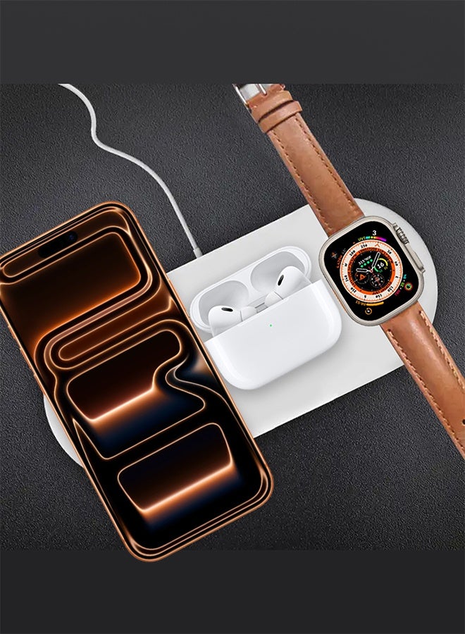 3-in-1 Wireless Charging Station for iPhone, Apple Watch & AirPods – 15W Charger Pad, Magnetic Stand, Foldable & Compact, USB Input, For Home & Travel - Image 2