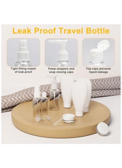 BTFMEI 13 PCS Travel Bottles for Toiletries, Travel Size Containers with Travel Bag, Portable Travel Toiletries Containers,Leak Proof  Free Squeezable Travel Essentials for Shampoo, Conditioner, Lotion (White)  - Image 3