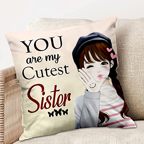 ME  YOU ME & YOU Rakhi Return Gift for Sister | Gift for Sister on her Birthday Special |Unique Rakhi Presets for sis | Printed Cushion - 12 * 12 Inch - Image 1