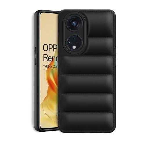Plus Puffer Case Camera Protection Soft Back Cover for Oppo Reno 8T 5G - Black - Image 1