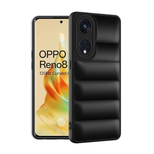 Plus Puffer Case Camera Protection Soft Back Cover for Oppo Reno 8T 5G - Black - Image 2