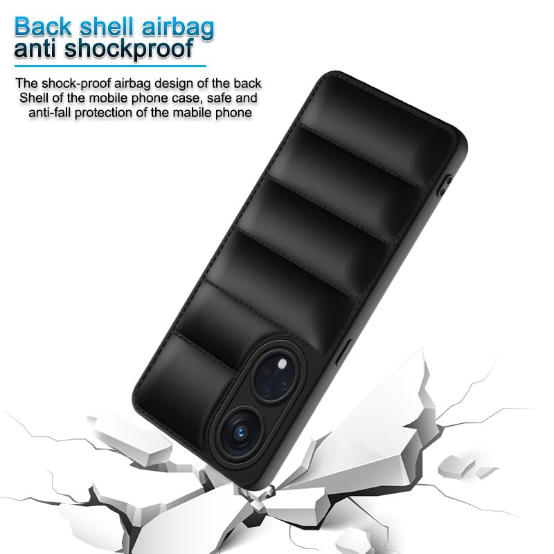 Plus Puffer Case Camera Protection Soft Back Cover for Oppo Reno 8T 5G - Black - Image 4