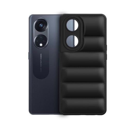 Plus Puffer Case Camera Protection Soft Back Cover for Oppo Reno 8T 5G - Black - Image 3