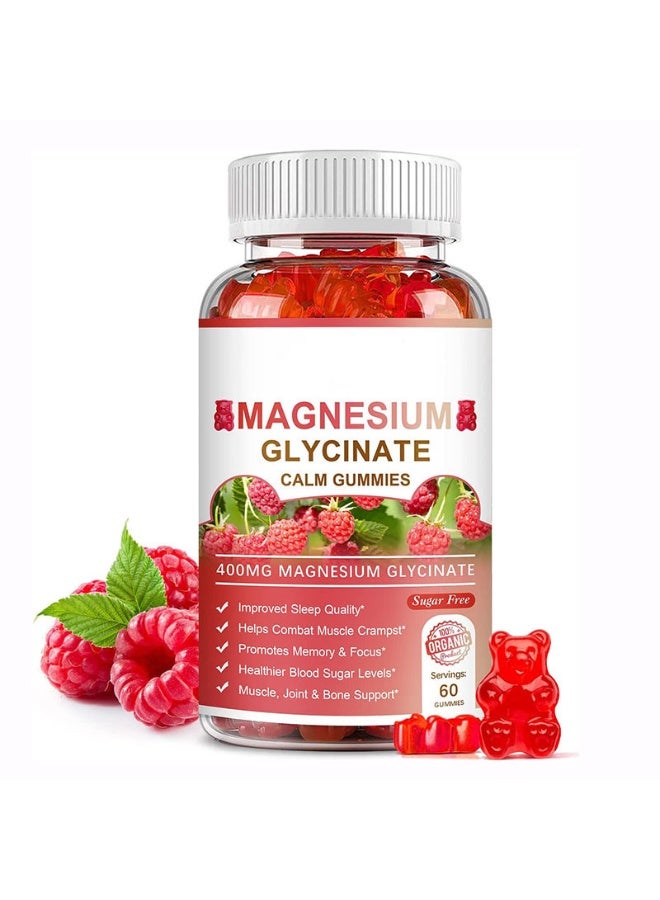 مغنيسيوم جلايسينات مكملات غليسينات غليسينات 400 ملغ لكل غطاء مع الخضار العضوية للنوم ، والهدوء ، والقلق ، وتخفيف التشنج في العضلات - خالية من الغلوتين ، غير الكائنات المعدلة وراثيا - 60 غموميز - Image 1