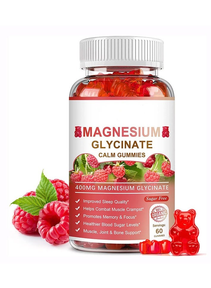 Magnesium Glycinate Magnesium Glycinate Chelate Supplement 400 mg for each Cap with Organic Vegetables for Sleep, Calm, Anxiety, Muscle Cramp & Stress Relief – Gluten Free, Non GMO - 60 Capsules  - Image 1